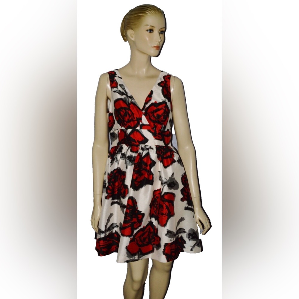 MAC & JAC NEW $99 NWT SZ MEDIUM ROSE PRINT FIT FLARE SLEEVELESS DRESS